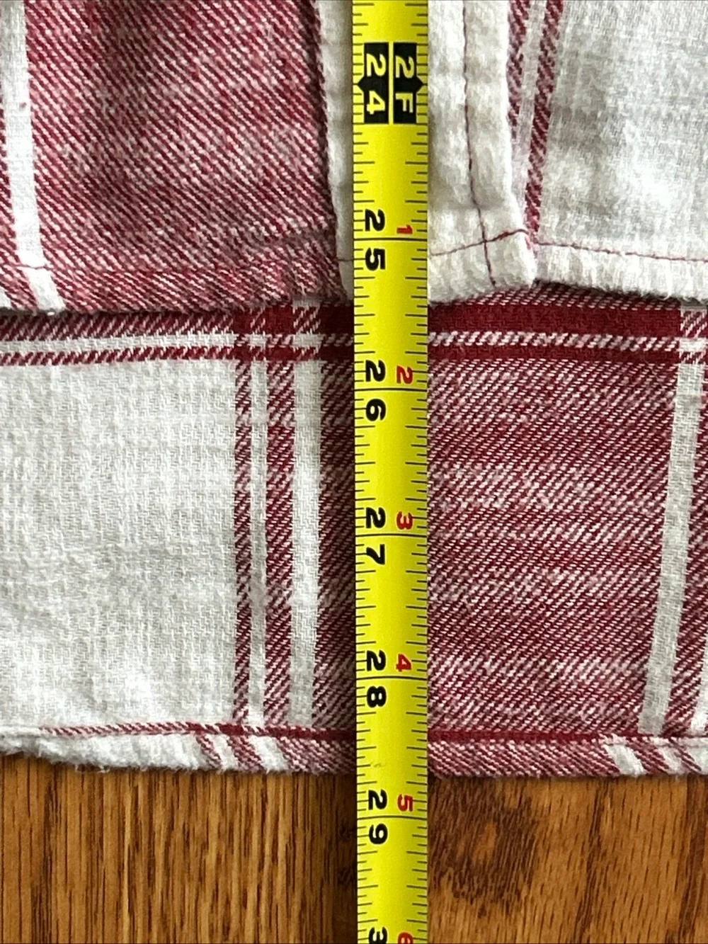 Time & Tru Long Sleeve Cream & Burnt Red Plaid Hooded Shacket Women's 2XL (20) - Picture 7 of 9
